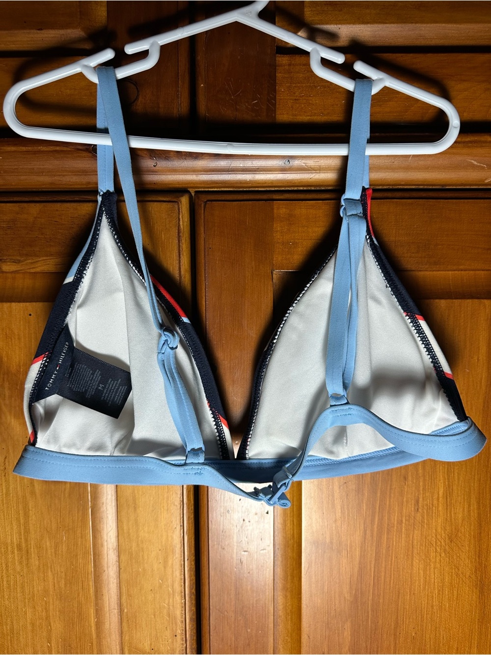 Tommy Hilfiger Women’s Striped Triangle Bikini Top Patriotic Colors - Picture 2 of 2